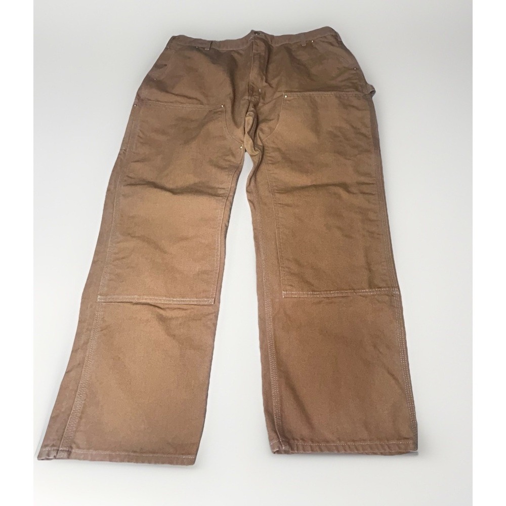 Carhartt B01 BRN Brown Cotton Canvas Double Knee Work Pants USA Made 42x30